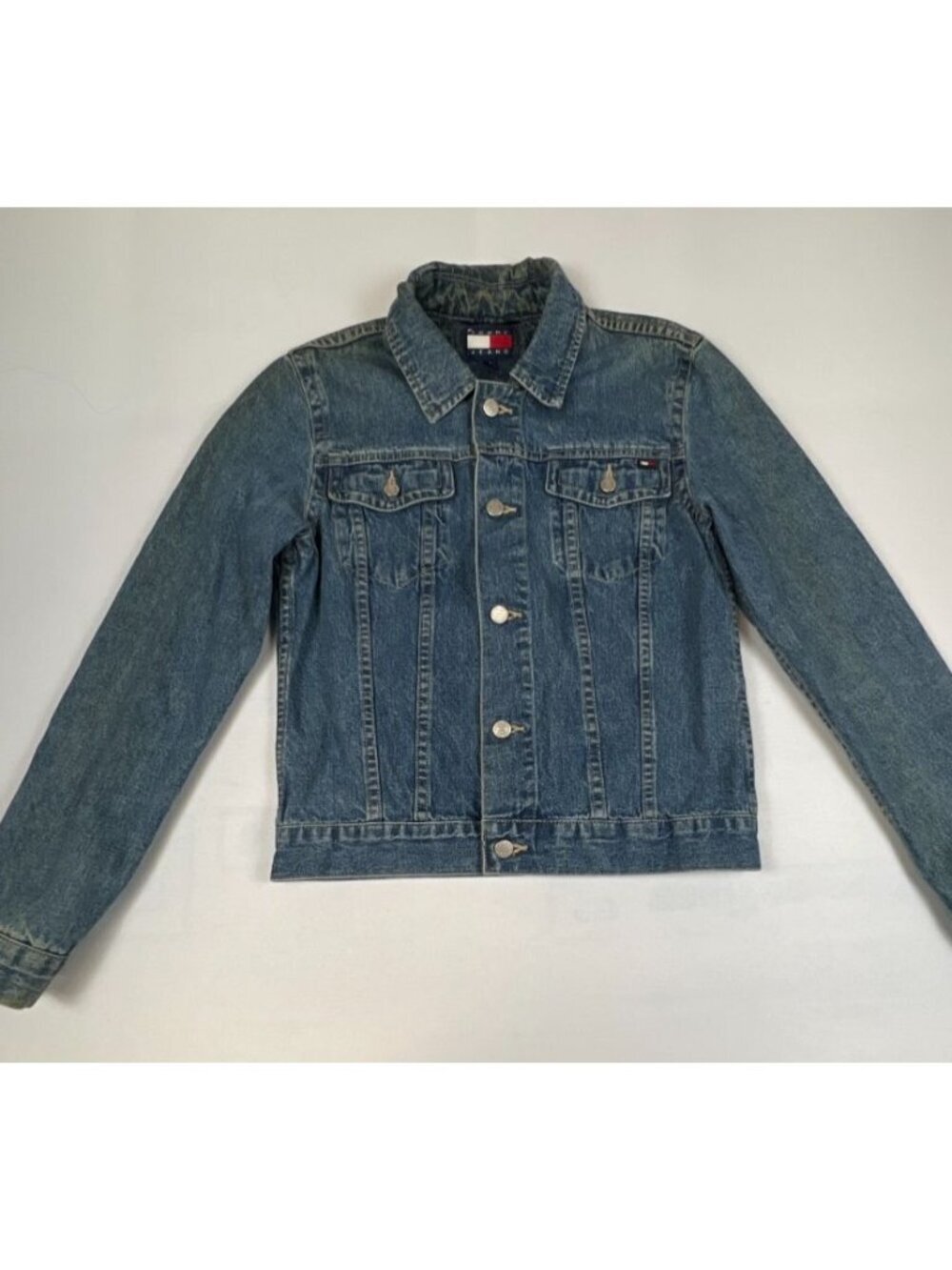 VTG 2001 Tommy Hilfiger Tommy Jeans Denim Trucker Jacket Medium Wash Small